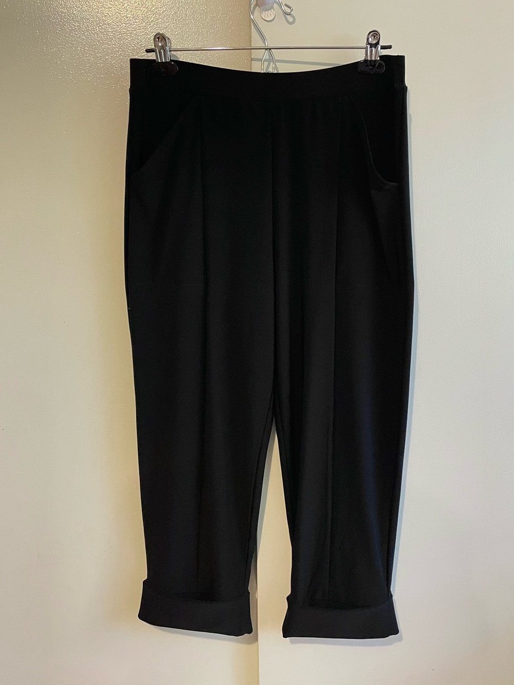 Sympli Grand Cuffed Cropped Pants Black Sz 10 Made in Canada Minimalist Capsule